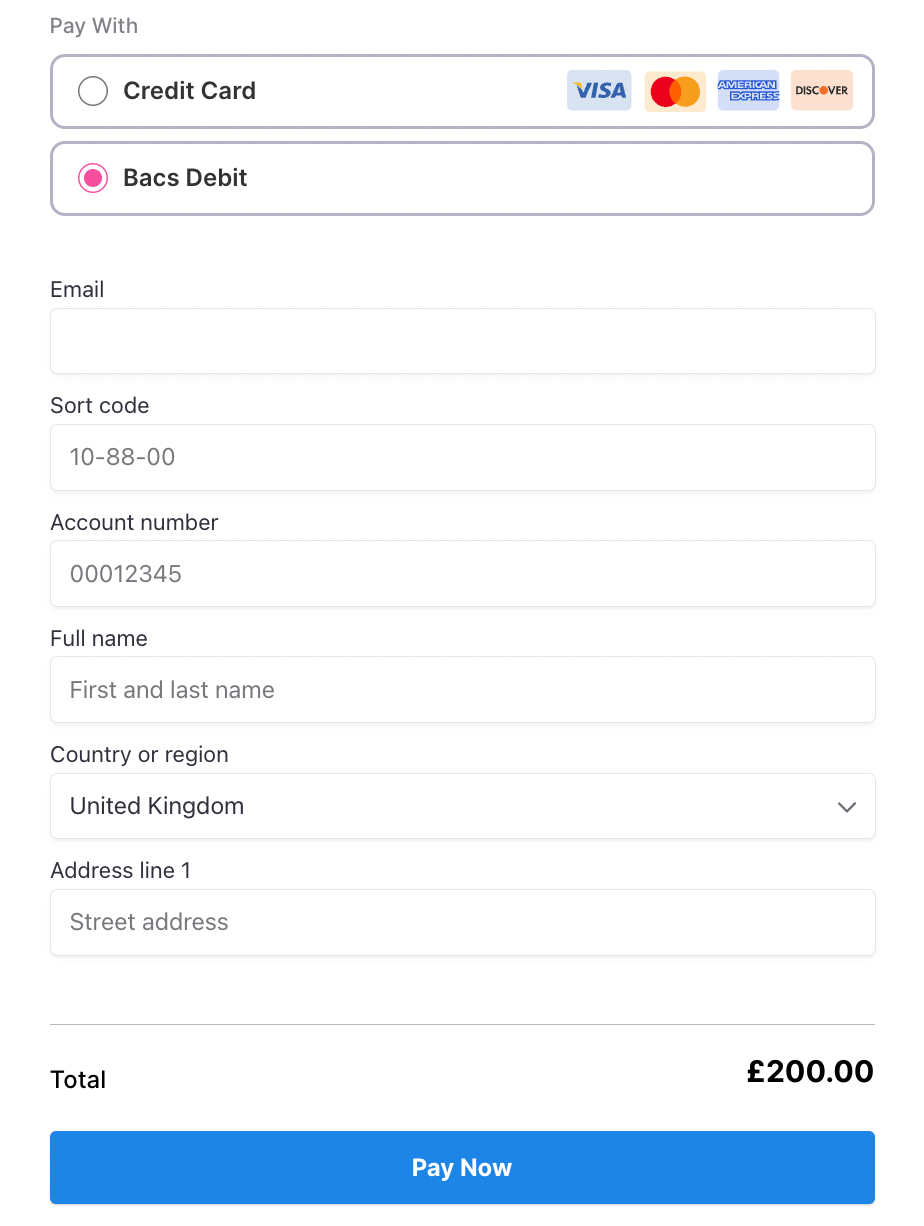 BACS Direct Debit (Stripe) — screenshot 4