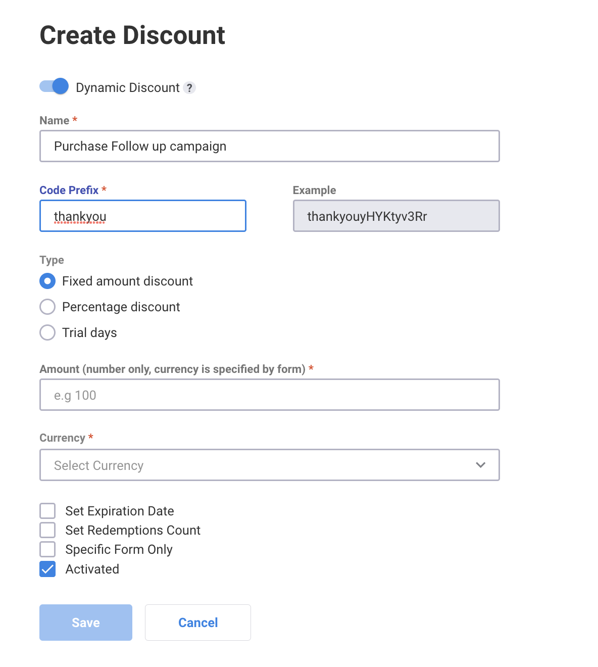 Dynamic (auto-generated) Discount Codes — screenshot 1