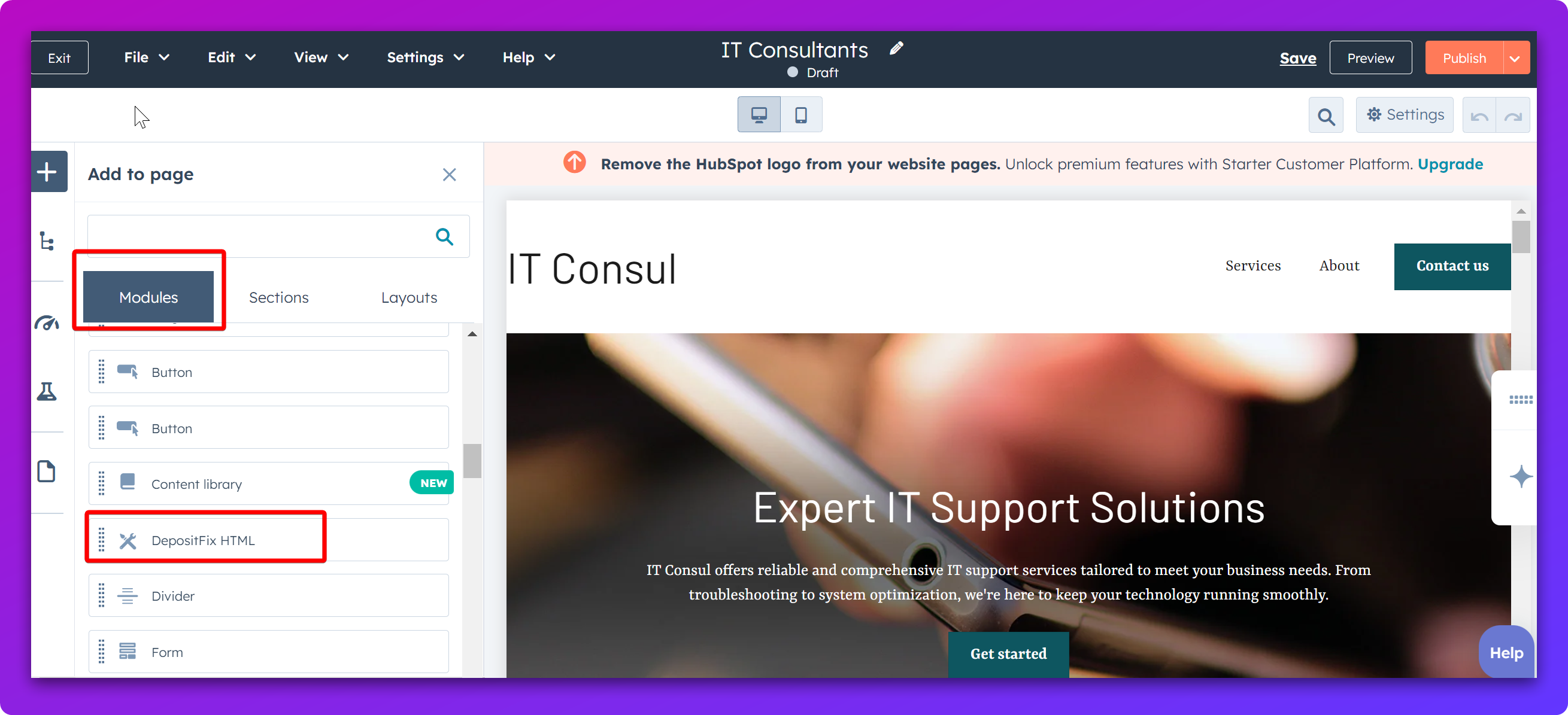 Embedding your Form on a HubSpot Page — screenshot 2