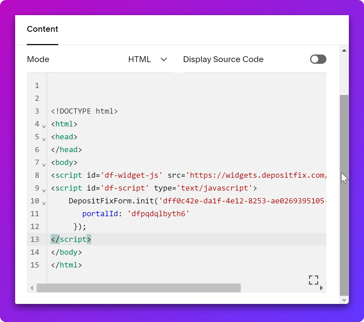 Embedding your Form on a Squarespace Page — screenshot 2