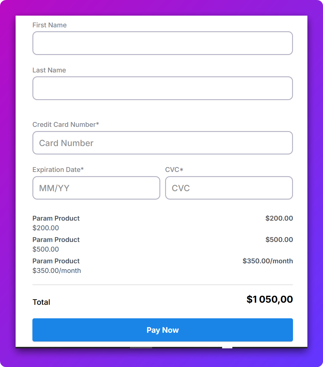 Loading the form with Pre-selected Products (Hide Product Selection) — screenshot 5