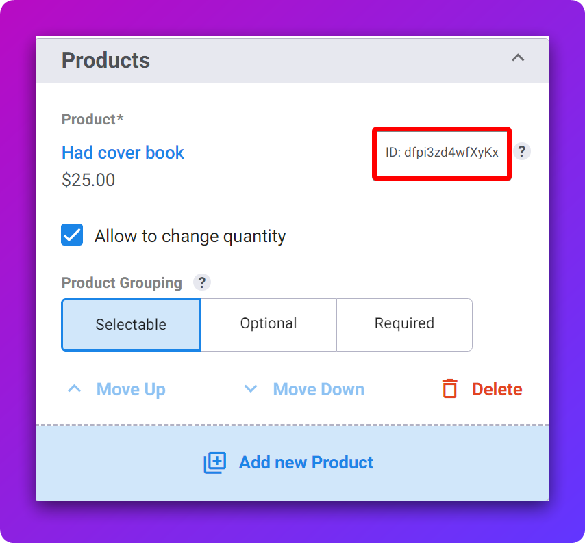 Loading the form with Preselected Products (Show Product Selection) — screenshot 1