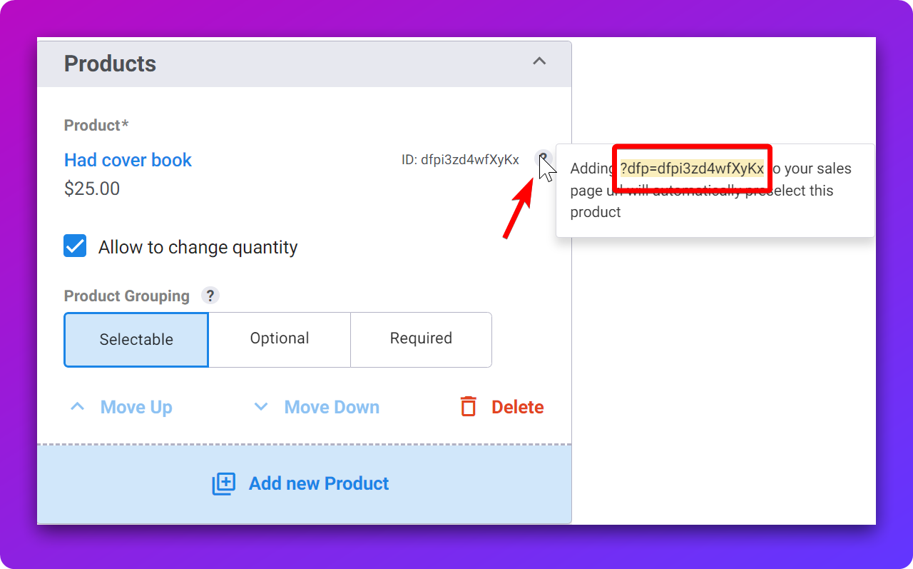 Loading the form with Preselected Products (Show Product Selection) — screenshot 2