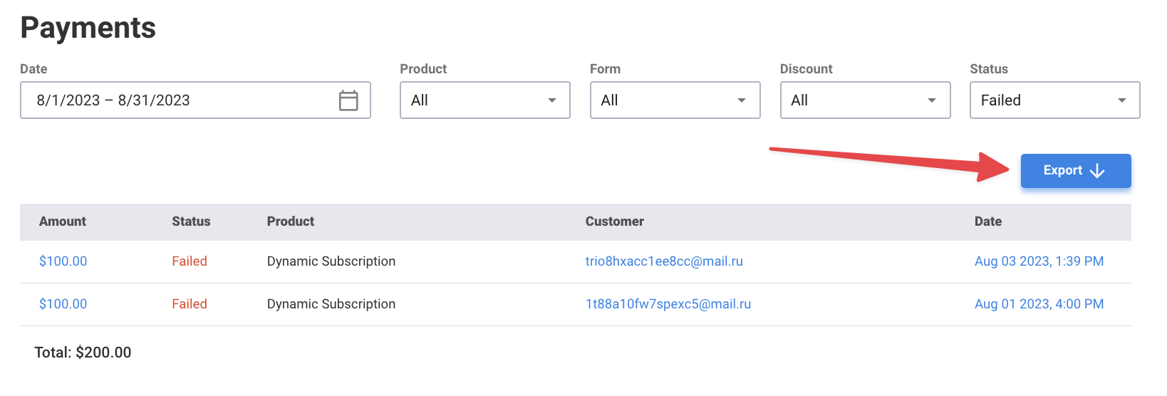 Payment Overview — screenshot 2