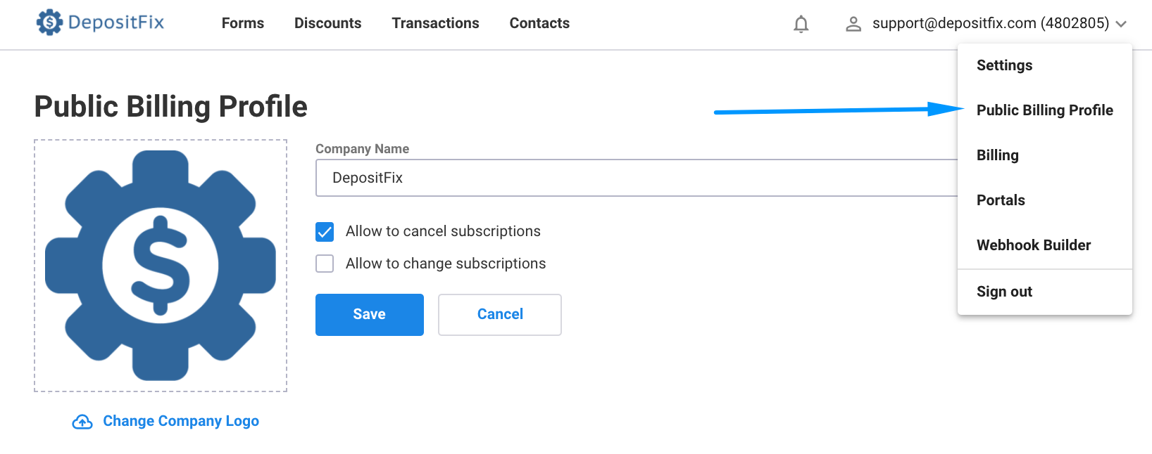 Public Billing Profile — screenshot 2
