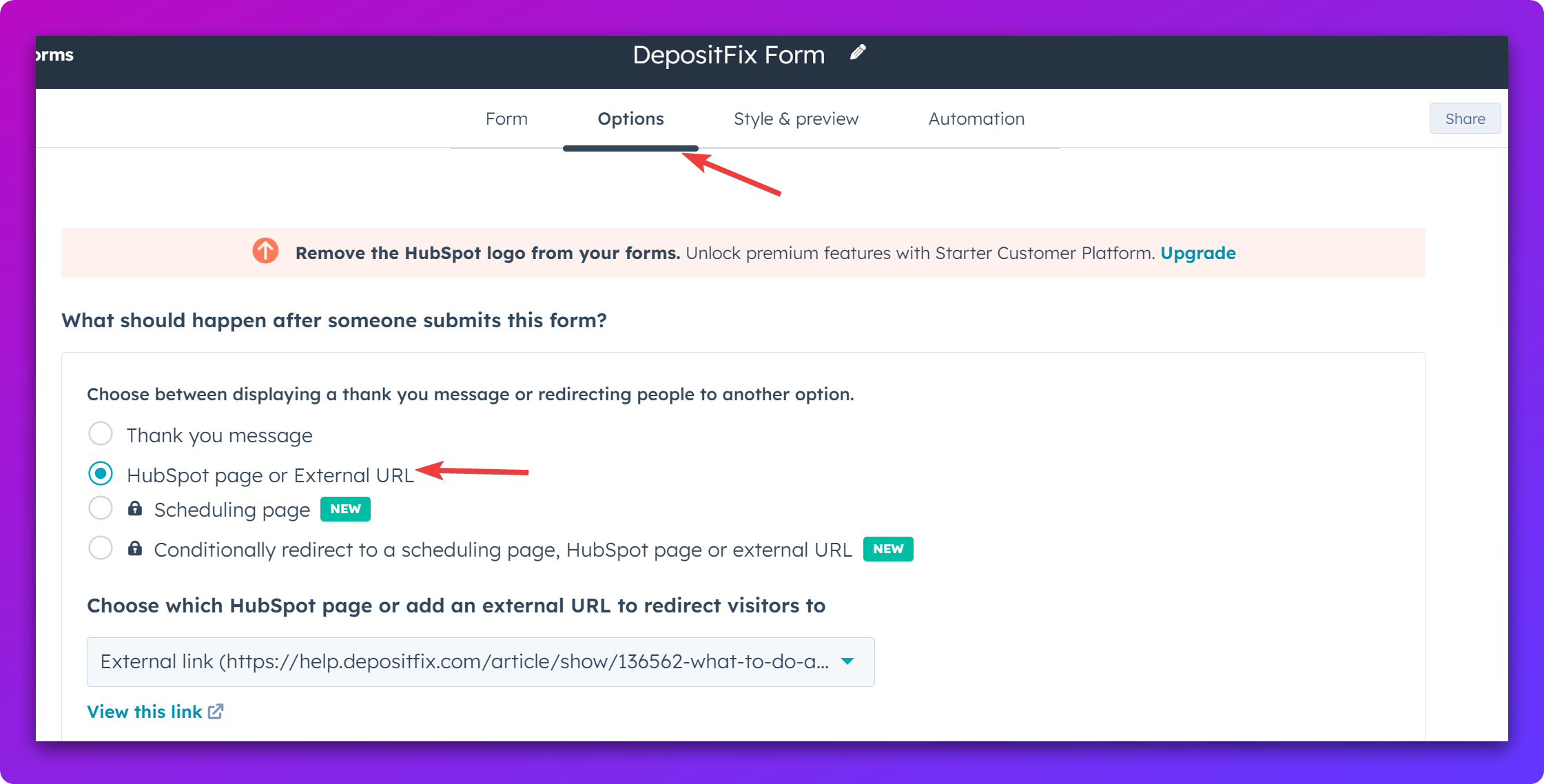 Set up Redirect After Payment — screenshot 4
