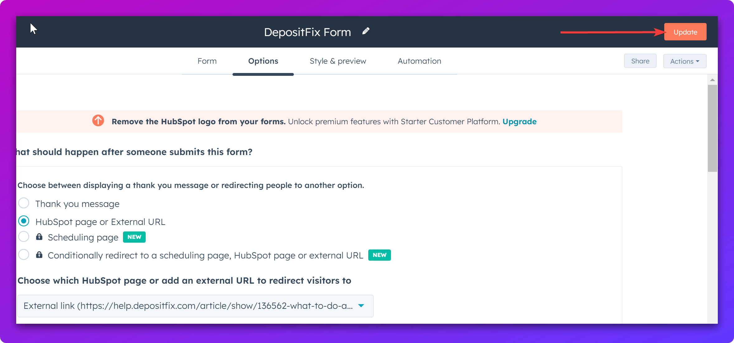 Set up Redirect After Payment — screenshot 5