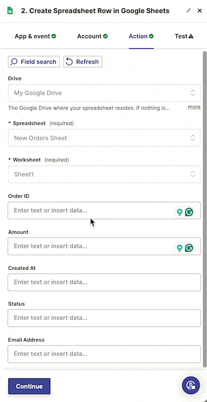 Setting up Zapier Actions — screenshot 4