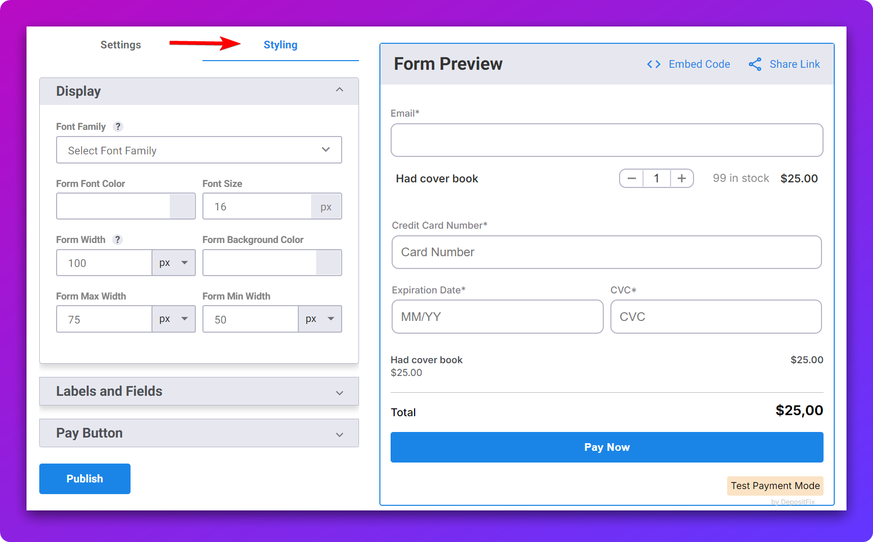 Styling Your DepositFix Forms — screenshot 3